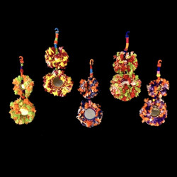 LLAVERO ESPEJO MEDIANO DOBLE CON FLECOS