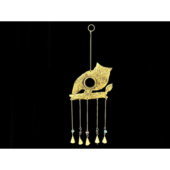 COLGANTE BUHO CON ESPEJO CHICO DORADO 'RD15'