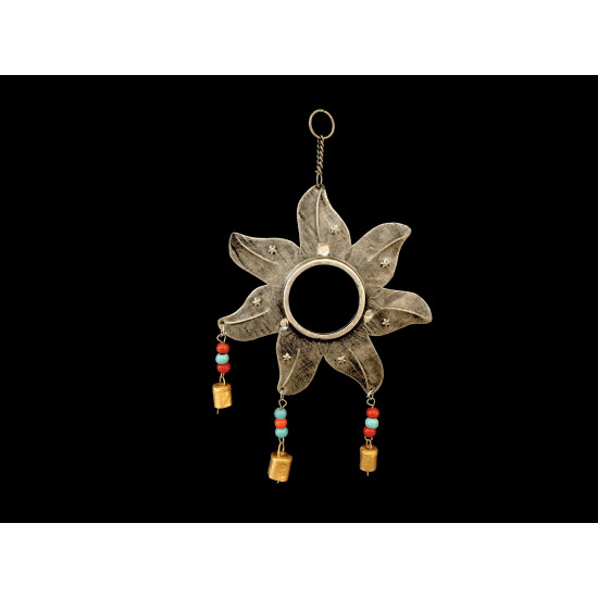 COLGANTE ESPEJO FLOR DE METAL PLATA '19683 S'