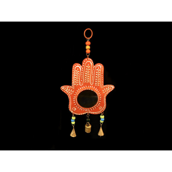 COLGANTE MANO DE FATIMA CON ESPEJO NARANJA '29153 O'