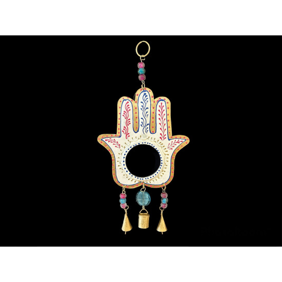 COLGANTE MANO DE FATIMA CON ESPEJO BLANCA '29153 W'