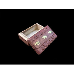 CAJA TALLADA DE ELEFANTE DE MADERA 'IH033'