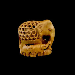 ELEFANTE DE MADERA CON CRIA CHICO 'SM210'