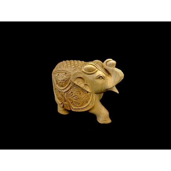 ELEFANTE TALLADO DE MADERA MEDIANO 'E105'
