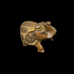 ELEFANTE TALLADO DE MADERA OSCURA CHICO 'E105'