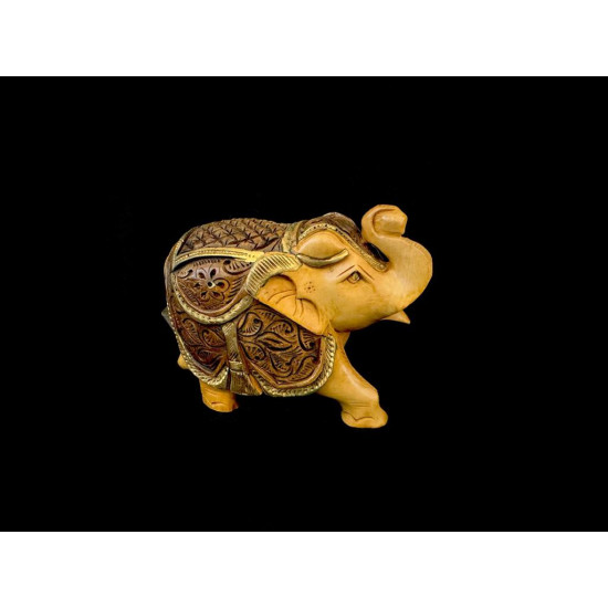 ELEFANTE TALLADO DE MADERA MIX MEDIANO 'E105'