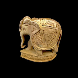 ELEFANTE TALLADO DE MADERA CON BASE MEDIANO 'E106'