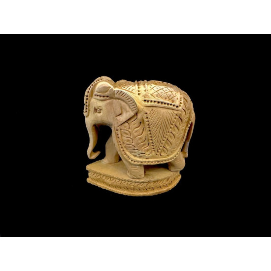 ELEFANTE TALLADO DE MADERA CON BASE MEDIANO 'E106'