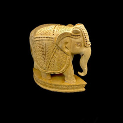 ELEFANTE TALLADO DE MADERA CON BASE GRANDE 'E106'