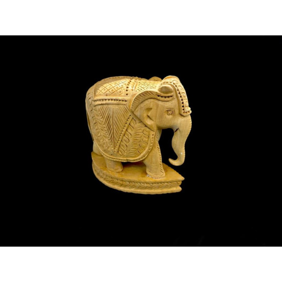 ELEFANTE TALLADO DE MADERA CON BASE GRANDE 'E106'