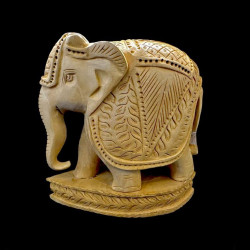 ELEFANTE TALLADO DE MADERA CON BASE XL 'E106'