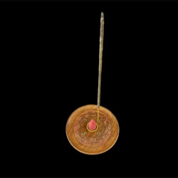 PLATO PORTA SAHUMERIO/CONO TALLADO DE MADERA 'IH047'