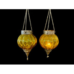 PORTA VELA DE VIDRIO AMARILLO 'DC34 A'