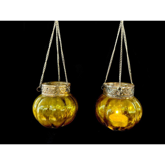 PORTA VELA DE VIDRIO AMARILLO 'DC32 A'