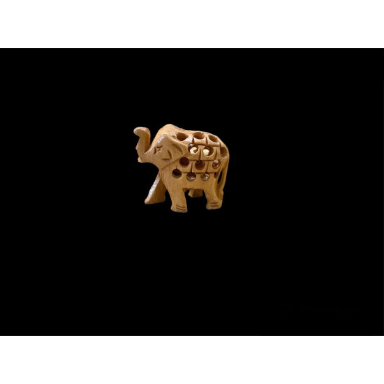 ELEFANTE DE MADERA CON CRIA CHICO 'SM224'