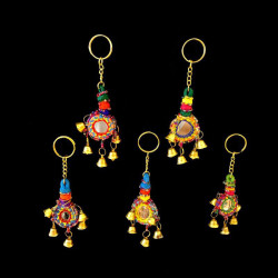 LLAVERO ESPEJO CHICO CON CAMPANITAS