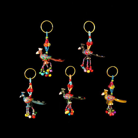 LLAVERO RESINA PAVO REAL CON CASCABEL