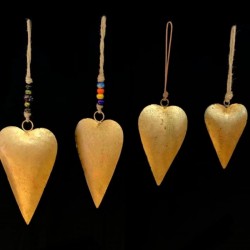 COLGANTE CORAZON FLECHA DORADO SET X4 '19803'