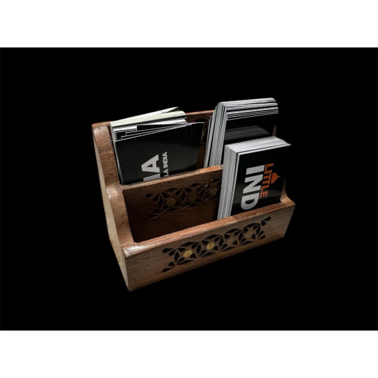 TARJETERO DOBLE DE MADERA TALLADO