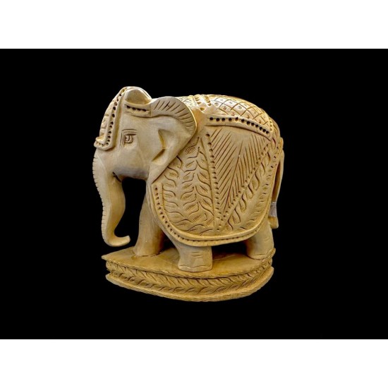 ELEFANTE TALLADO DE MADERA CON BASE XL 'E106'