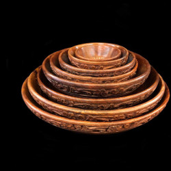PLATO DE MADERA TALLADO SET X8